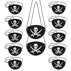 Negro Parche de ojo de calavera pirata de fieltro con tema de halloween, máscara de ojo de cosplay de fiesta, en blanco y negro, 80x60 mm