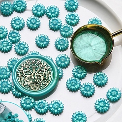 Dark Turquoise Sealing Wax Particles, for Retro Seal Stamp, Flower, Dark Turquoise, 11x5mm, 100pcs/bag