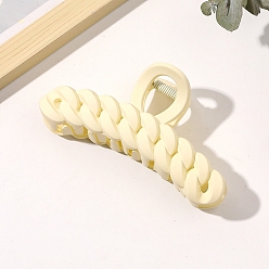 Light Yellow Large Frosted Acrylic Hair Claw Clips, Curb Chain Non Slip Jaw Clamps for Girl Women, Light Yellow, 60x110mm
