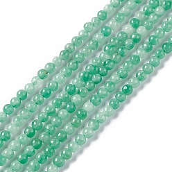 Aigue-Marine Moyen Chapelets de perles en jade naturel, teint, ronde, aigue-marine moyenne, 2.5~3mm, Trou: 0.7mm, Environ 131 pcs/chapelet, 15.75 pouce (40 cm)