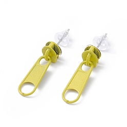 Amarillo Pendientes colgantes con hebilla y cremallera de aleación con alfileres de hierro para mujer, amarillo, 25.5 mm, pin: 0.7 mm