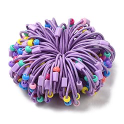 Medium Purple Colorful Nylon Elastic Hair Ties for Girls Kids, with Plastic Beads, Medium Purple, 2mm, Inner Diameter: 32mm