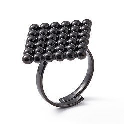 Electrophoresis Black 304 Stainless Steel Rhombus Adjustable Ring for Women, Electrophoresis Black, Inner Diameter: 17~19mm