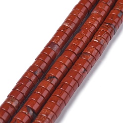 Jaspe Rouge Rouge naturel perles de jaspe brins, perles heishi, Plat rond / disque, 6x3mm, Trou: 1mm, Environ 119~131 pcs/chapelet, 14.76~15.74 pouce (37.5~40 cm)