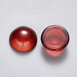 Red Transparent Spray Painted Glass Cabochons, Half Round/Dome, Red, 12x6mm