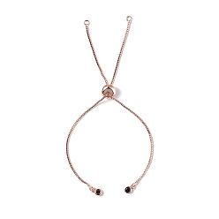 Rose Gold Rack Plating Brass Box Chain Slider Bracelet Making, with Rhinestone, Long-Lasting Plated, Cadmium Free & Lead Free, Rose Gold, 4-5/8 inch(11.8cm)