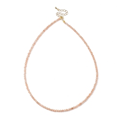 Sunstone Natural Sunstone Beaded Necklaces, with Golden Plated Brass Chain Extender and Spring Ring Clasps, Golden, 17.32~17.52 inch(44~44.5cm)