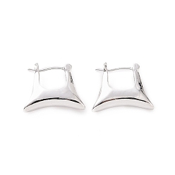 Platinum Brass Trapezoid Thick Hoop Earrings for Women, Platinum, 15.5x19x5mm, Pin: 0.7mm