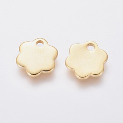 Golden 201 Stainless Steel Charms, Flower, Golden, 10x10x1mm, Hole: 1.6mm