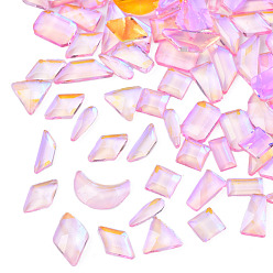 Perlas de Color Rosa Cabujones de diamantes de imitación de cristal, accesorios de la decoración del arte del clavo, facetados, formas mixtas, rosa perla, 3~10x1.5~6x1.5~2 mm, sobre 600~700 unidades / bolsa