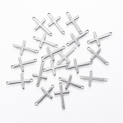 Stainless Steel Color 201 Stainless Steel Links connectors, Cross, Stainless Steel Color, 17x9.5x0.8mm, Hole: 1.2mm