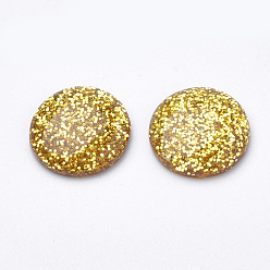 Goldenrod Resin Cabochons, with Glitter Powder, Dome/Half Round, Goldenrod, 16x5mm