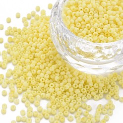 Yellow 13/0 Glass Seed Beads, Macaron Color, Round Hole, Round, Yellow, 13/0, 2~2.3x1.5mm, Hole: 0.8mm, about 450g/bag