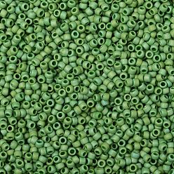 (407F) Green Opaque Rainbow Matte TOHO Round Seed Beads, Japanese Seed Beads, (407F) Green Opaque Rainbow Matte, 8/0, 3mm, Hole: 1mm, about 1110pcs/50g