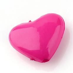 Deep Pink Opaque Acrylic Beads, Heart, Deep Pink, 12x14.5x5.5mm, Hole: 1.5mm, about 850pcs/500g