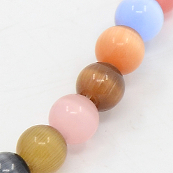 Mixed Color Cat Eye Beads Strands, Round, Mixed Color, 5mm, Hole: 1mm, about 85pcs/strand, 16 inch