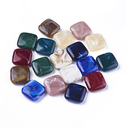 Color mezclado Abalorios de acrílico, estilo de imitación de piedras preciosas, rombo, color mezclado, 23x23.5x7 mm, Agujero: 1.8 mm, sobre 216 unidades / 500 g