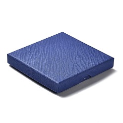 Bleu Boîtes d'ensemble de bijoux en carton, avec une éponge à l'intérieur, carrée, bleu, 9.05~9.1x9.1~9.15~x1.5~1.6cm