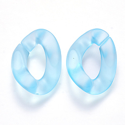 Light Sky Blue Transparent Acrylic Linking Rings, Quick Link Connectors, for Curb Chains Making, Frosted, Twist, Light Sky Blue, 30x21x6mm, Inner Diameter: 16x8mm