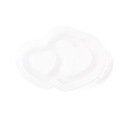 White DIY Double Heart Silicone Molds, Quicksand Molds, Resin Casting Molds, for UV Resin, Epoxy Resin Craft Making, White, 50x70x11mm