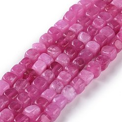 Camellia Natural Quartz Beads Strands, Dyed & Heated, Cube, Camellia, 5~7x5~7x5~7mm, Hole: 0.8mm, about 66~71pcs/strand, 14.80~ 15.08 inchi(37.6~38.3cm)