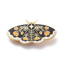 Orange Butterfly with Flower Enamel Pin, Exquisite Alloy Enamel Brooch for Backpack Clothes, Golden, Orange, 23x45x8.5mm, Pin: 0.7mm