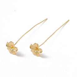 Oro Alfileres de cabeza de flor de latón, dorado, 48 mm, pasador: 21 calibre (0.7 mm), flor: 10 mm de diámetro