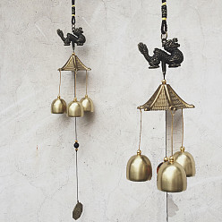Dragon Alloy Wind Chimes Hanging Ornaments, with Bell, Dragon, 460~490mm
