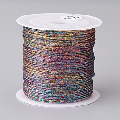 Colorful Metallic Thread, Embroidery Thread, for Jewelry Making, Colorful, 0.8mm, about 25m/roll, 1roll