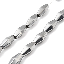 Plaqué Gris Électrodes électrodes synthétiques brins de perles, facette, losange, platinée, 12~12.5x5.5~6mm, Trou: 1.2mm, Environ 31~33 pcs/chapelet, 16.54~16.93'' (42~43 cm)