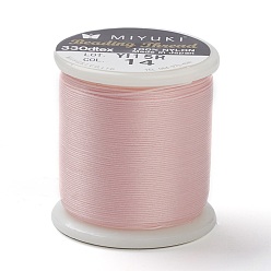 Pink Миюки бисероплетение нейлоновой нитью б, 330 дтекс / 0.203 мм / 0.008", для бусин, # 14, розовые, 0.16 мм, 55 ярдов (50 метров) / рулон