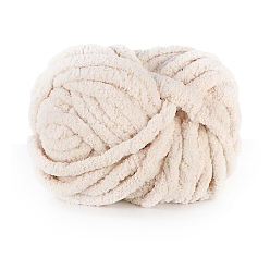 Linen Polyester Wool Jumbo Chenille Yarn, Premium Soft Giant Bulky Chunky Arm Hand Finger Knitting Yarn, for Handmade Braided Knot Pillow Throw Blanket, Linen, 20mm, about 27m/roll