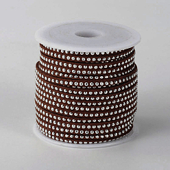 Saddle Brown Rivet Faux Suede Cord, Faux Suede Lace, with Aluminum, Saddle Brown, 3x2mm, about 20yards/roll