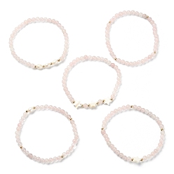 Quartz Rose Ensemble de bracelets extensibles en perles de style quartz rose naturel, perles et étoiles en coquillage, diamètre intérieur: 5 pouce (5 cm), 1-3/4~1-3/4 pcs / style