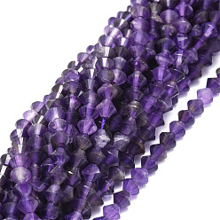 Amethyst Natural Amethyst Beads Strands, Faceted, Bicone, 5.5~6x5.5~6mm, Hole: 0.8mm, about 72pcs/strand, 15.55''(39.5cm)