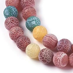 Coloré Perles en agate naturelle patinée, teints et chauffée, ronde, colorées, 8mm, Trou: 1.2mm, Environ 48 pcs/chapelet, 14.37 pouce