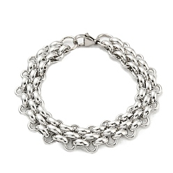 Stainless Steel Color 304 Stainless Steel Mesh Chain Bracelet, Stainless Steel Color, 8 inch(20.4cm)