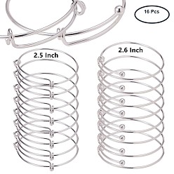 Silver Adjustable Brass Bangles Making, Silver Color Plated, 2-1/2 inch~2-5/8 inch(64~67mm), 16pc/set