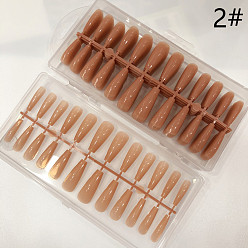 Chocolate Solid Plastic Full Cover Press on Press on False Nail Tips, Nail Art Detachable Manicure, Trapezoid, Chocolate, 20~32x6.5~13mm, 240pcs/box