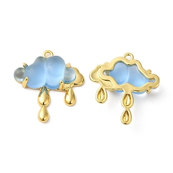 Light Sky Blue Translucent Resin Pendants, Cloud Charms, with Rack Plating Real 18K Gold Plated Brass Findings, Long-Lasting Plated, Cadmium Free & Lead Free, Light Sky Blue, 24.5x22.5x6mm, Hole: 1.6mm