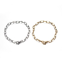 Mixed Color 304 Stainless Steel Cable Chain Bracelets, with Lobster Claw Clasps, Mixed Color, 7-1/2 inch(190mm), 5mm