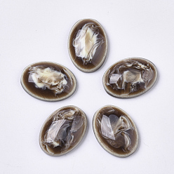Coffee Resin Cabochons, Imitation Gemstone, Faceted, Oval, Coffee, 17.5x13x4.5mm