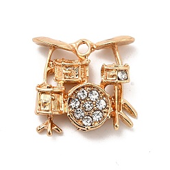 Oro Colgantes de diamantes de imitación de aleación de chapado en rack, sin cadmio y níque y plomo, encantos de instrumentos musicales, dorado, 21x21x6 mm, agujero: 2 mm