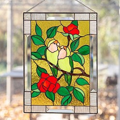 Bird Stained Acrylic Window Planel with Chain, for Window Suncatcher Home Hanging Ornaments, Bird, 200x150mm