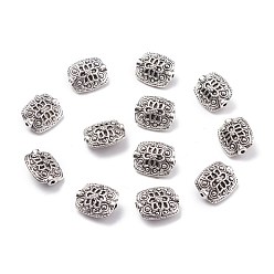 Antique Silver Tibetan Style Alloy Beads, Lead Free & Cadmium Free, Rectangle, Antique Silver, about 11mm wide, 13mm long, 6.5mm thick, hole: 1.5mm