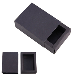 Noir Boîte à tiroirs en papier kraft, boîte pliante, boîte à tiroirs, rectangle, noir, 11.2x8.2x4.2 cm, 20 pièces / kit