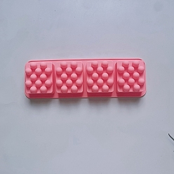 Pink 4 cavidades moldes de silicona, Para hacer jabón en barra de masaje hecho a mano, Rectángulo, rosa, 280x100 mm