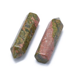 Unakite Natural Unakite Pointed Beads, Healing Stones, Reiki Energy Balancing Meditation Therapy Wand, No Hole/Undrilled, For Wire Wrapped Pendant Making, Bullet, 36.5~40x10~11mm