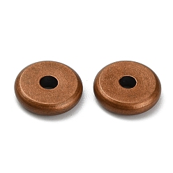 Red Copper Flat Round Brass Spacer Beads, Barrel Plating, Red Copper, 8x2mm, Hole: 2mm