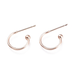 Rose Gold 304 Stainless Steel Earring Hooks, Rose Gold, 12.5x18.5x2.5mm, Pin: 0.8mm